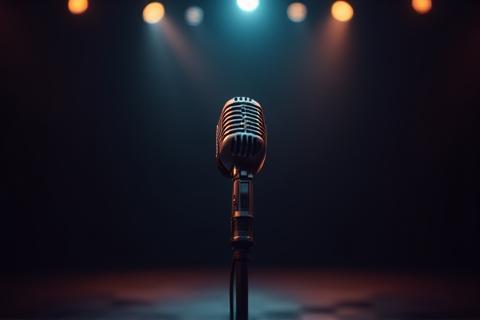 Microphone sur scène, symbolisant les conseils pour optimiser la performance vocale