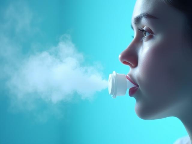 Gros plan sur une nébulisation vocale, symbolisant l'hydratation des cordes vocales